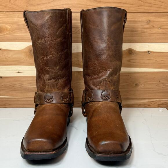 Harley-Davidson Leather Boots Rory 11-Inch Brown Skull D93146 Men's Size 10.5 - Picture 7 of 16